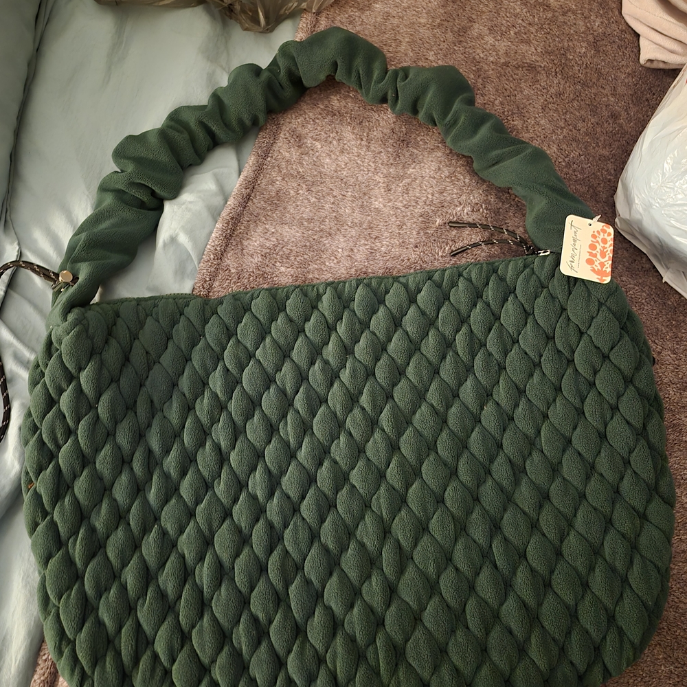 FP Movement by Free People Dark Green Quilted Shoulder Bag